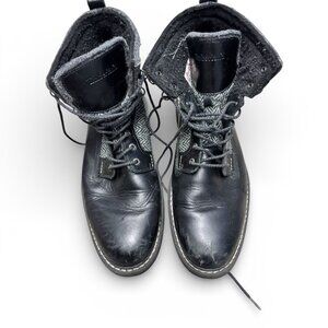 Timberland Leather & Wool Winter Boots - Black/Grey size 9 (A2)